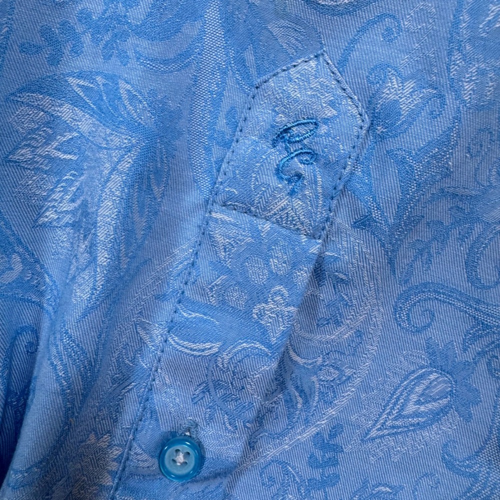 Robert Graham Button Down Mens XL Blue Paisley Jacquard Long Sleeve Shirt - Picture 7 of 8